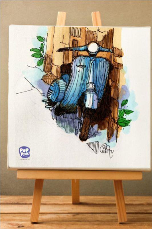 Scooter Canvas Print with easel - Poppins Store Products