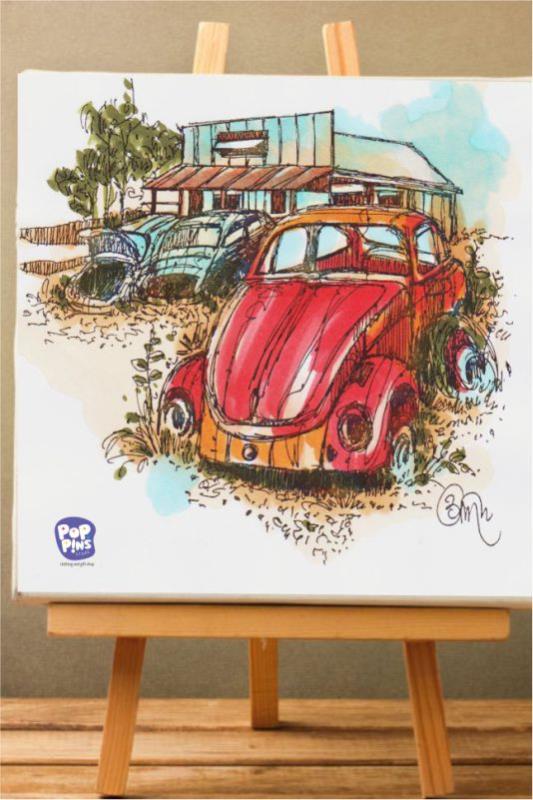 Car Garage Canvas Print with easel - Poppins Store Products
